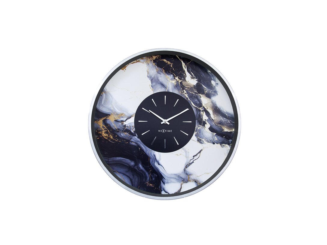 Zegar ścienny Nextime Marble Duo 48 cm, kolor srebrny, materiał metal