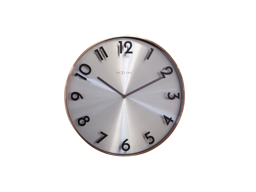 Zegar ścienny Nextime Reflection 40 cm, kolor miedziany, materiał metal
