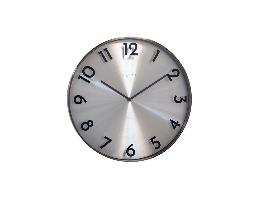 Zegar ścienny Nextime Reflection 40 cm, kolor szary, materiał metal