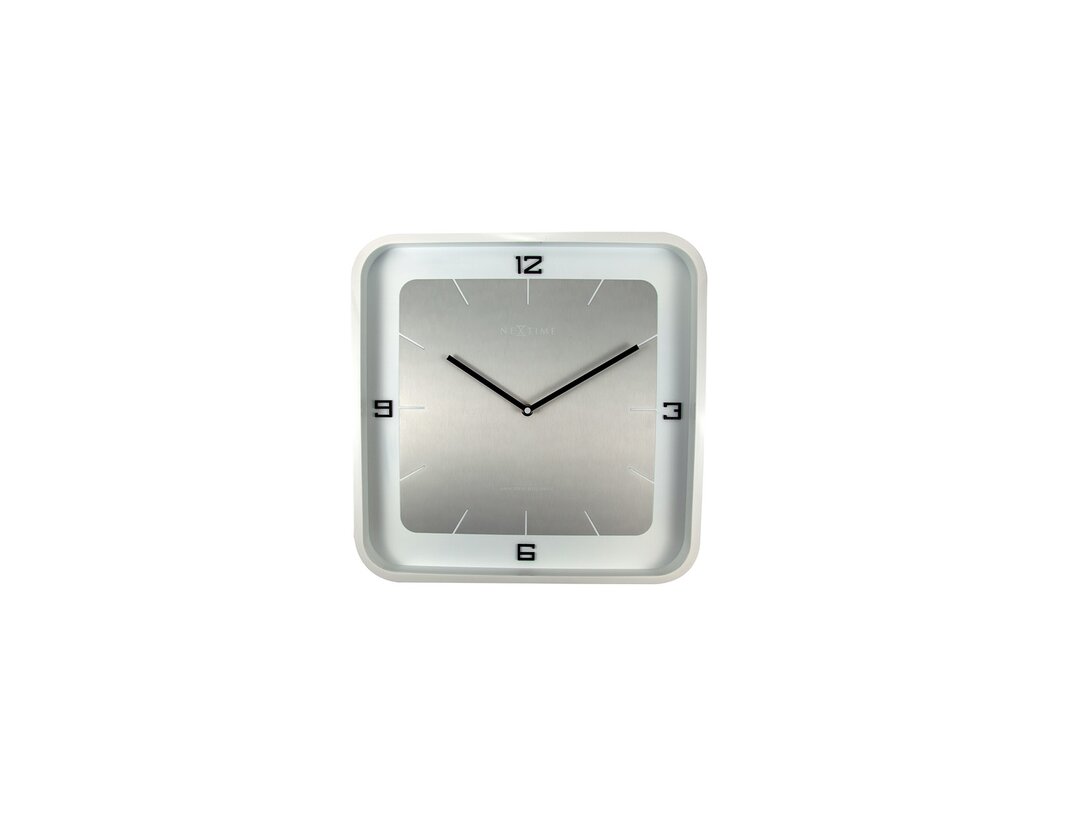 Zegar ścienny Nextime Square Wall , kolor biały, materiał drewno