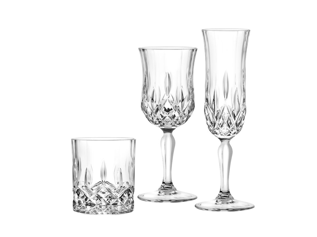 Zestaw kieliszków i szklanek 18 elementów RCR Opera kieliszek do wina: 230 ml, kieliszek do szampana: 130 ml, szklanka: 300 ml, materiał szkło kryształowe, kolor transparentny
