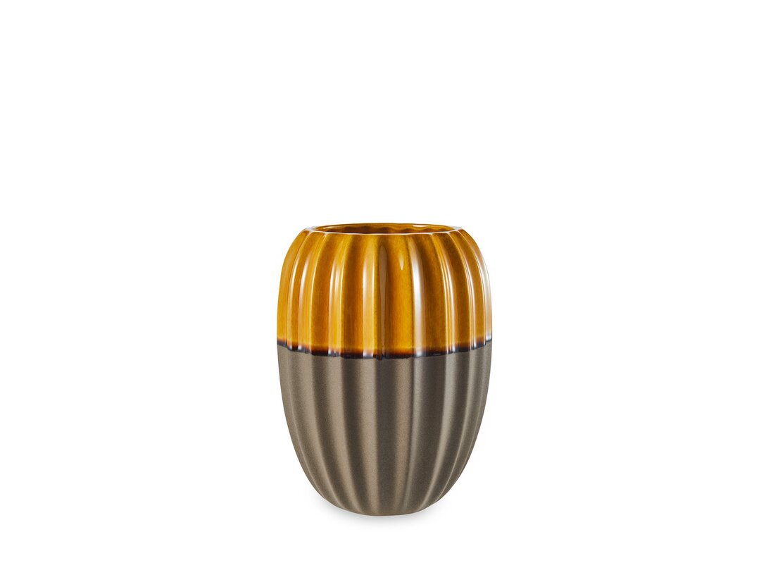 Wazon Kler Accessories Magari 22 cm, kolor brązowy, materiał ceramika
