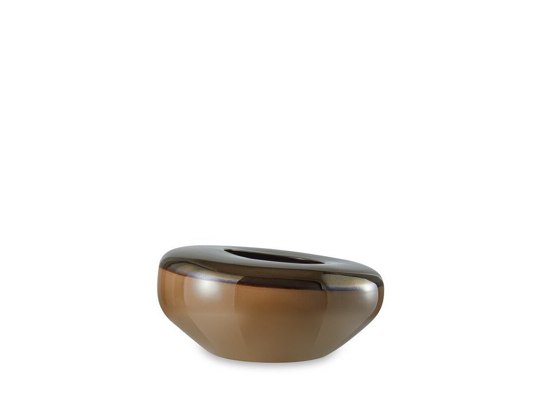 Váza Kler Accessories Allora 14 cm, barva hnědá, materiál keramika