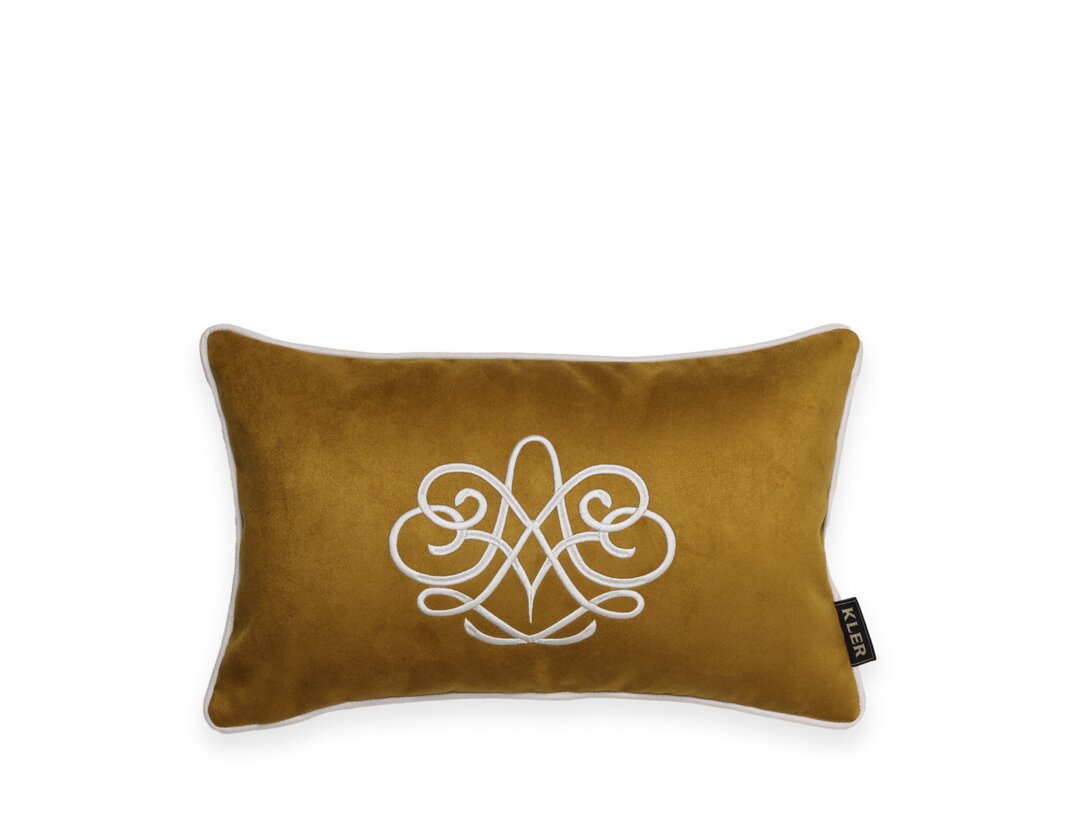 Dekorační polštář Kler Accessories Ricamo 30x50 cm, barva žlutá, materiál tkanina