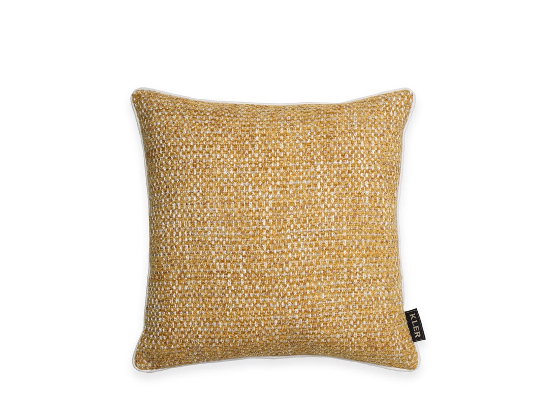 Dekorační polštář Kler Accessories Ricamo 45x45 cm, barva žlutá, materiál tkanina