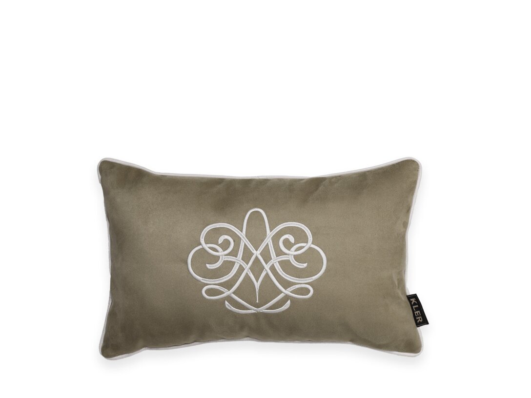 Dekorační polštář Kler Accessories Ricamo 30x50 cm, barva béžová, materiál tkanina
