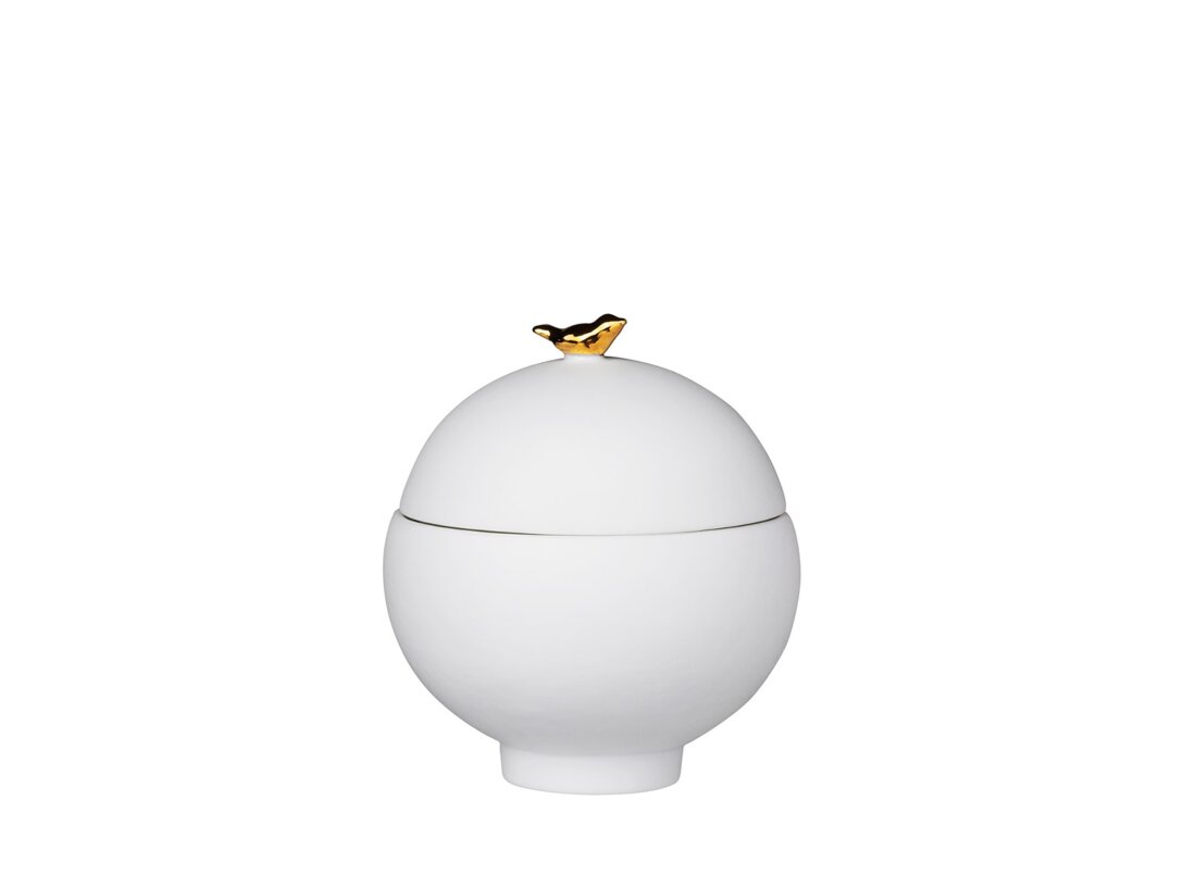 Pojemnik Räder Złoty ptak, kolor biały, materiał porcelana