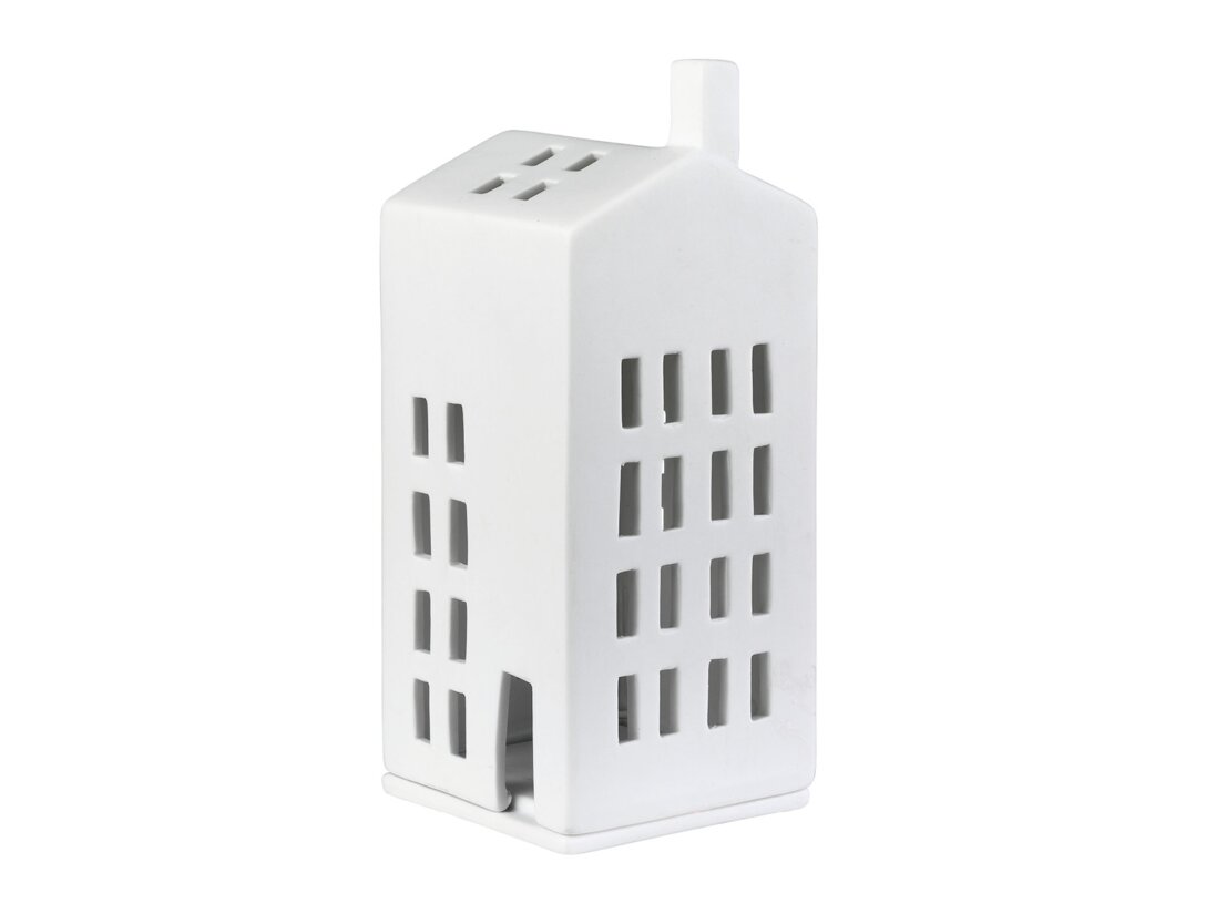Lampion domek Räder Małe okienka, kolor biały, materiał porcelana