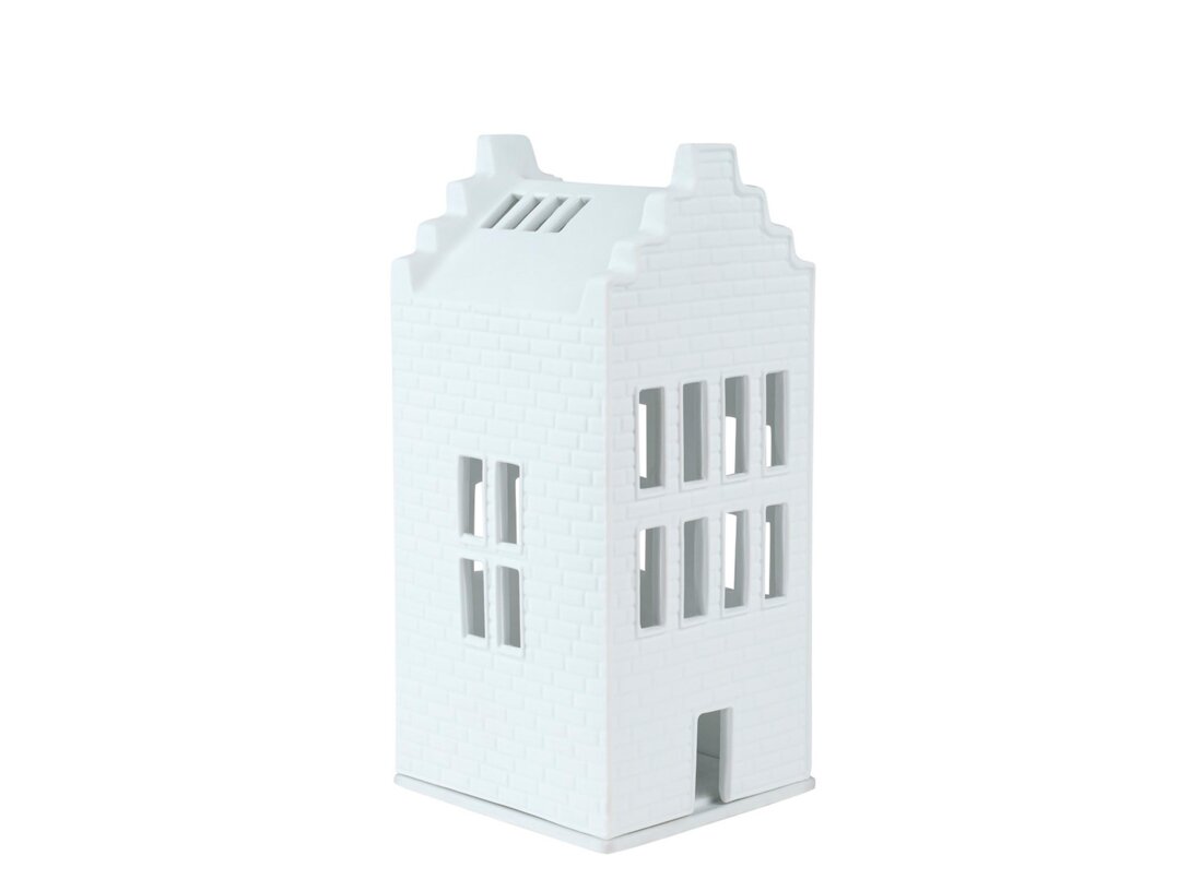 Lampion domek Räder Murowany, kolor biały, materiał porcelana