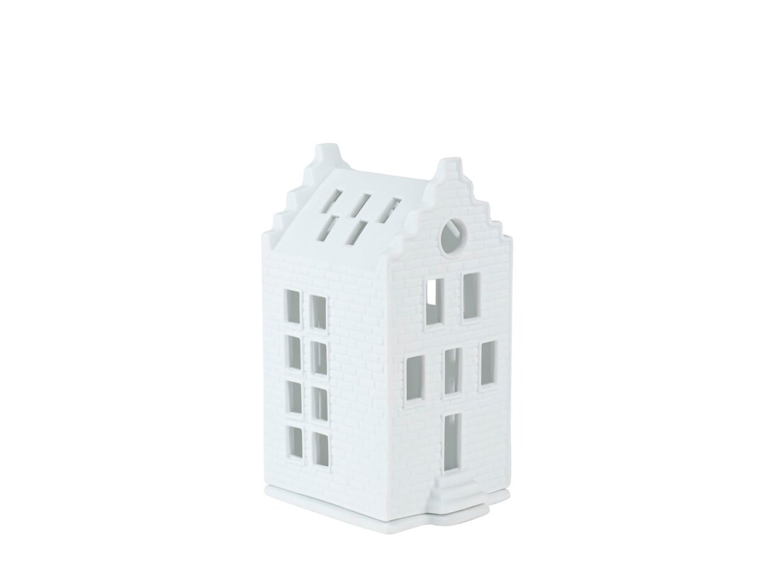 Lampion domek Räder Murowany, kolor biały, materiał porcelana