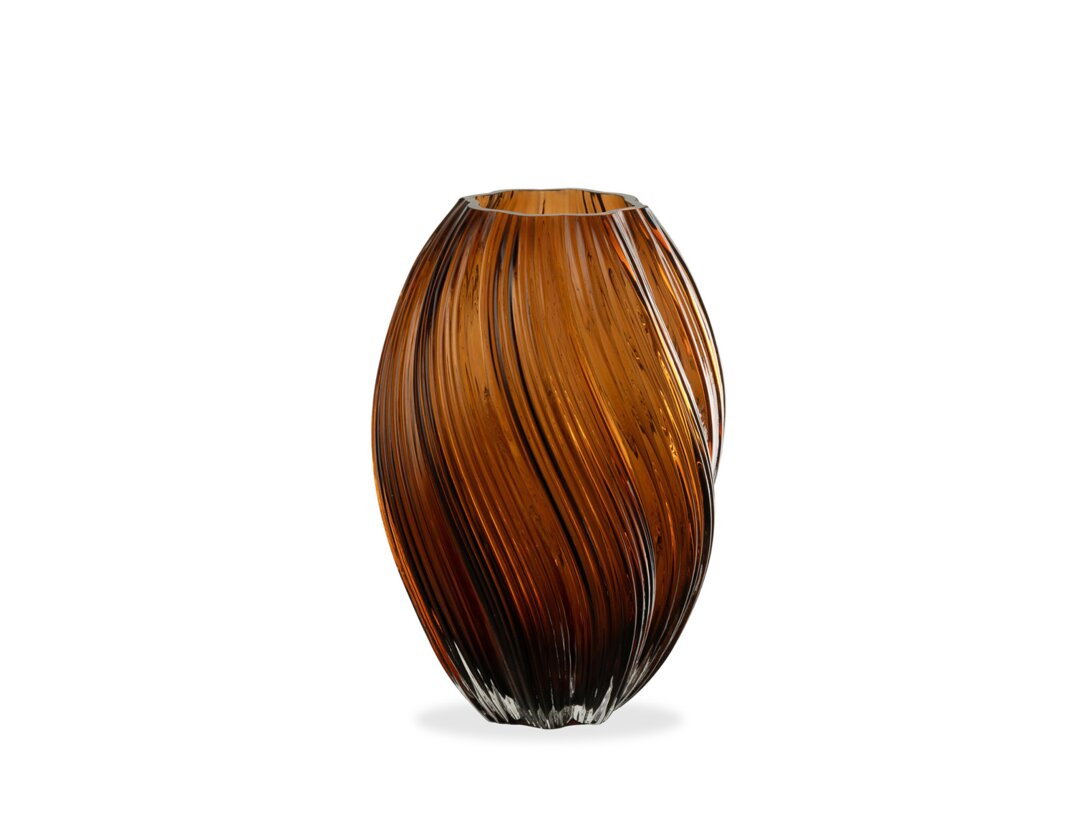 Wazon Kler Accessories Contorto 27 cm, kolor brązowy, materiał szkło