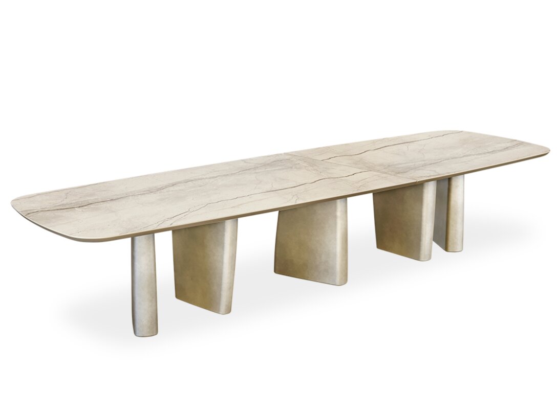 Stół Eforma Albert XL 400 cm x 119 cm, śr. , kolor beżowy, materiał ceramika, rozkładanie nie