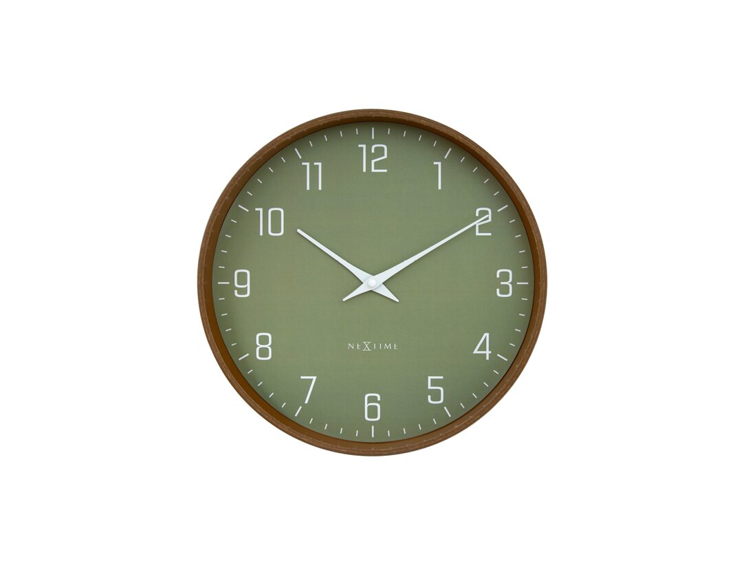 Zegar ścienny Nextime Lyra 30 cm, kolor zielony, materiał tworzywo sztuczne