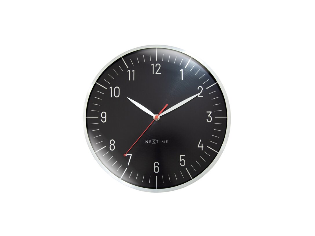 Zegar ścienny Nextime Frankfurt 30 cm, kolor czarny, materiał aluminium