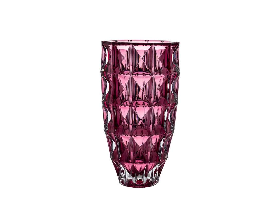 Wazon Bohemia Diamond 28 cm, kolor różowy, materiał szkło kryształowe