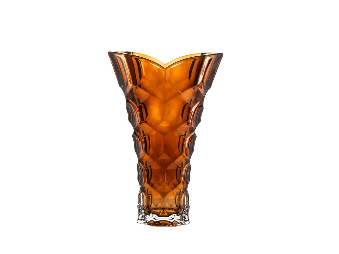 Wazon Bohemia Honey Comb Smokey Honey 35,5 cm, kolor brązowy, materiał szkło kryształowe