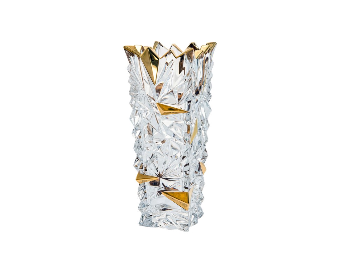 Wazon Bohemia Jihlava Glacier Gold 30,5 cm, kolor transparentny, materiał szkło kryształowe