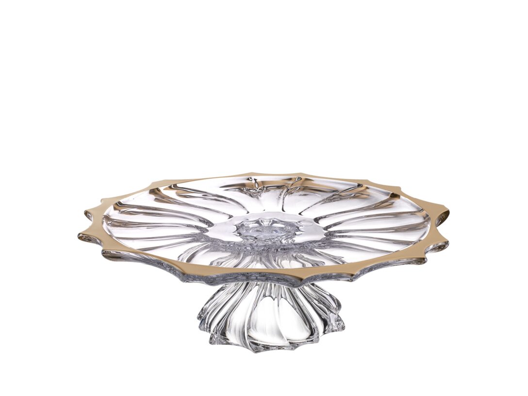 Patera Bohemia Plantica Gold Rim, kolor transparentny, materiał szkło kryształowe