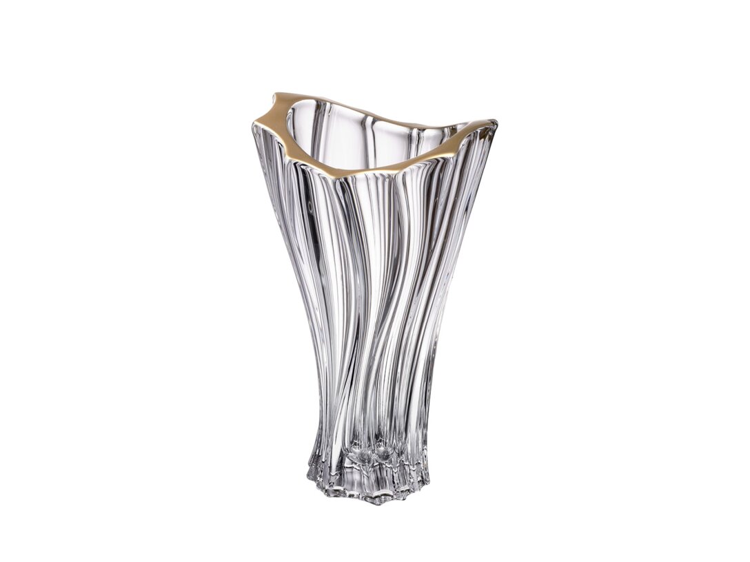 Wazon Bohemia Plantica Gold Rim 32 cm, kolor transparentny, materiał szkło kryształowe