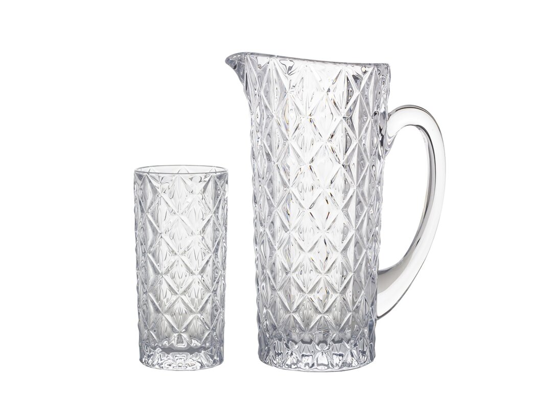Zestaw do wody dzbanek i 6 szklanek Bohemia Prestige Oaza dzbanek 1150 ml, szklanka 330 ml, materiał szkło kryształowe, kolor transparentny