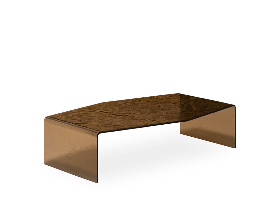 Stolek konferenční KLER Pad 110 cm x 70 cm, prům. , barva hnědá, materiál sklo