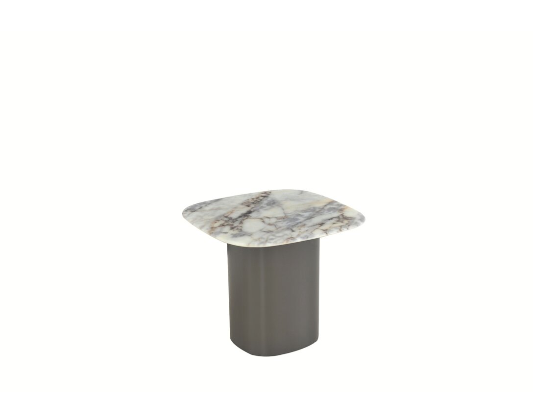 Stolik pomocniczy Livori Home Tavaro 60 cm x 55 cm, śr. , kolor szary, materiał marmur