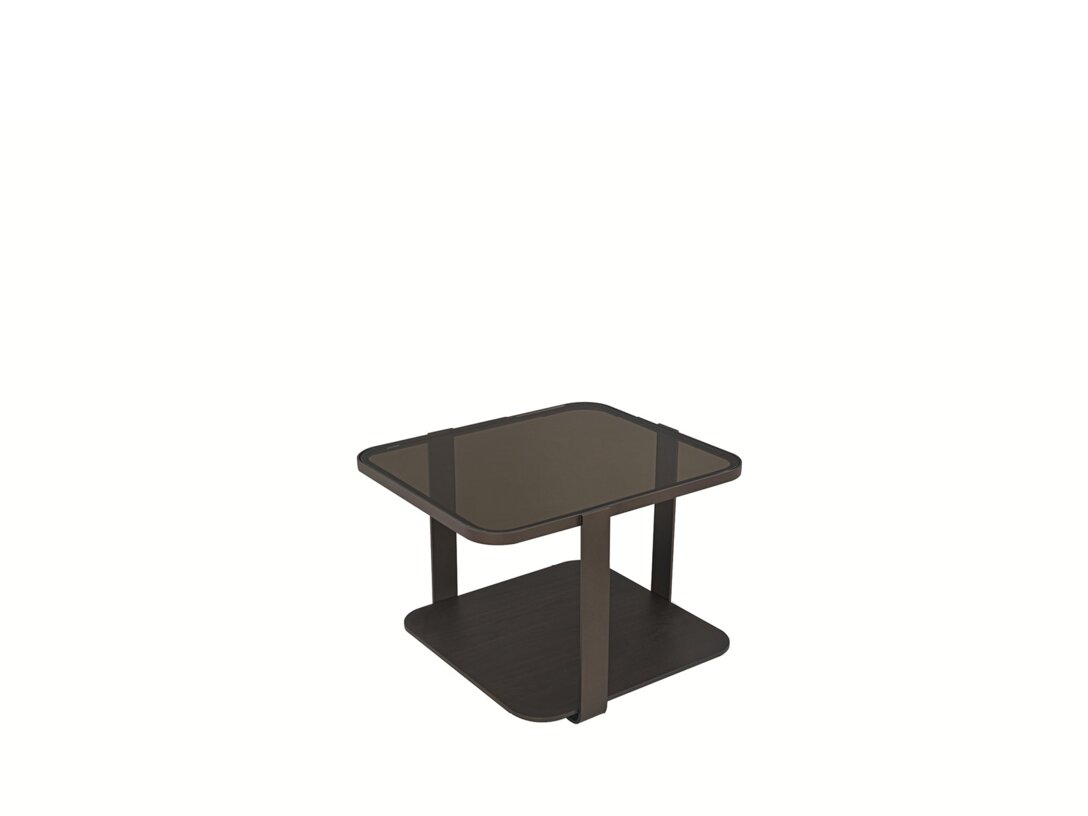 Stolik pomocniczy Livori Home Panaro 71 cm x 62 cm, śr. , kolor brązowy, materiał szkło