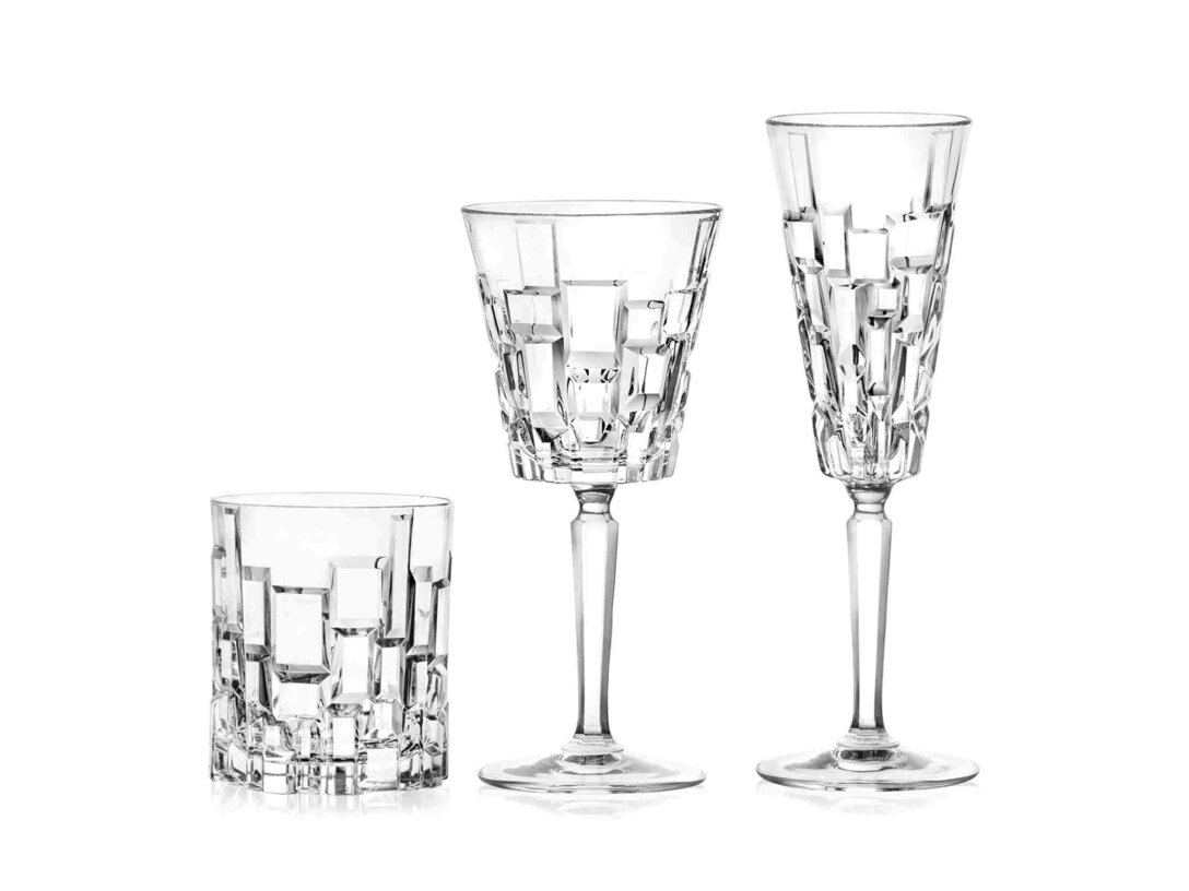 Zestaw kieliszków do wina, szampana oraz szklanek 18 elementów RCR Etna kieliszek do wina czerwonego 280 ml, kieliszek do szampana 190 ml, szklanka 330 ml, materiał szkło kryształowe, kolor transparentny