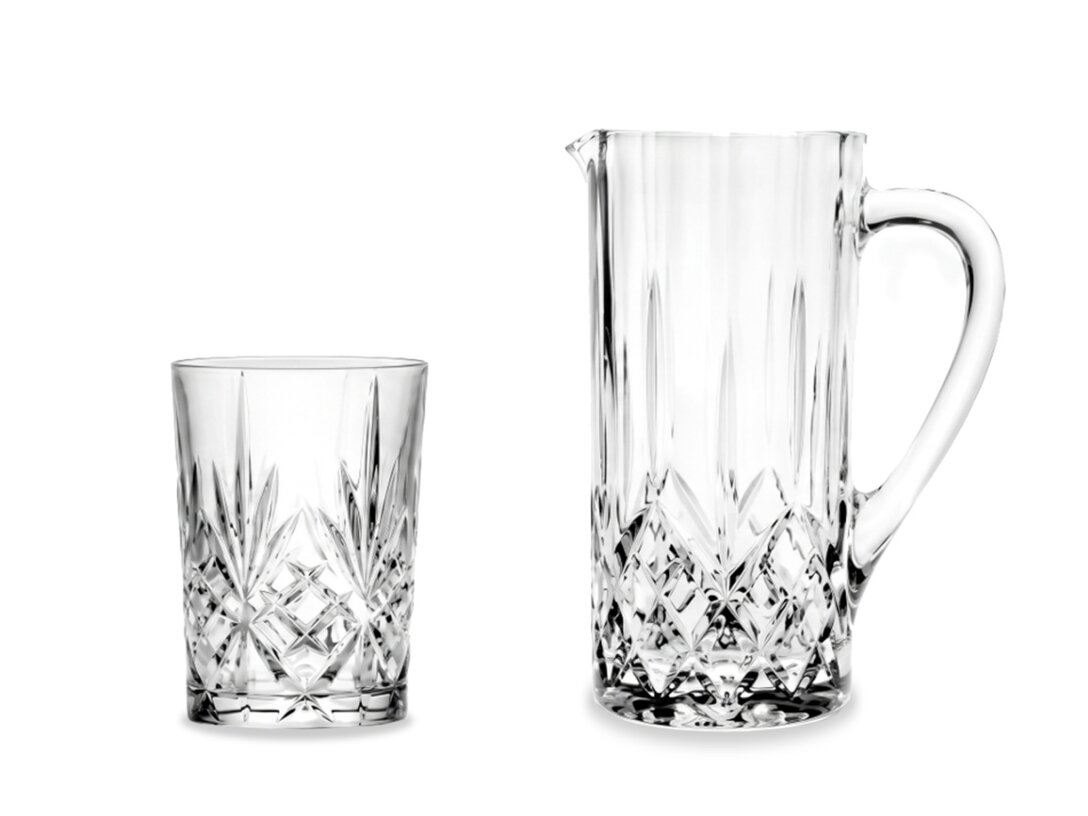 Zestaw dzbanek i 6 szklanek do wody RCR Melodia dzbanek 1230 ml, kieliszek 200 ml, materiał szkło kryształowe, kolor transparentny