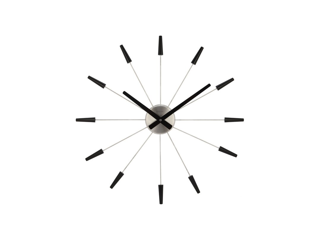 Zegar ścienny Nextime Plug Inn 58cm, kolor czarny, materiał stal