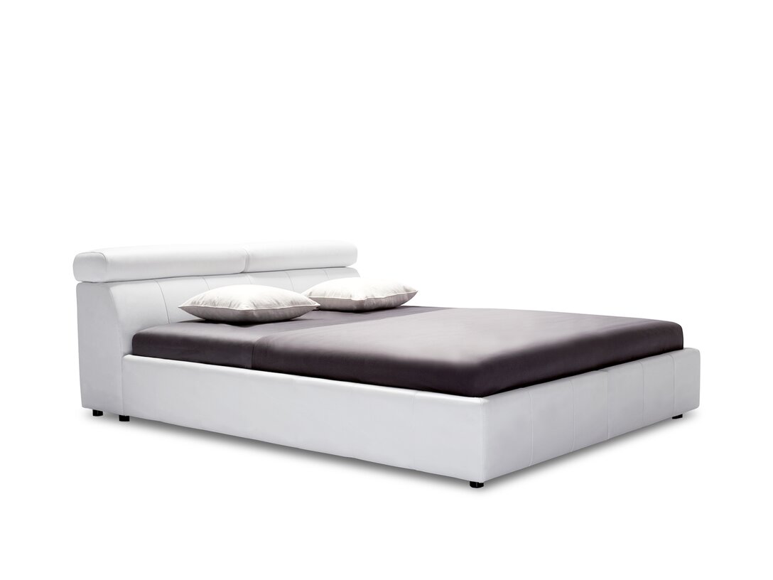 Łóżko KLER Milonga L060 160x200 cm, kolor biały, materiał skóra Perfetta, stelaż nie, materac nie, funkcje: regulowane zagłówki manualnie