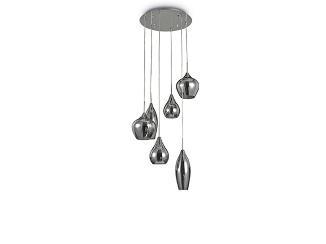 Lampa wisząca SOFT SP6 FUME' max 6 x 40W E14, kolor srebrny, materiał szkło