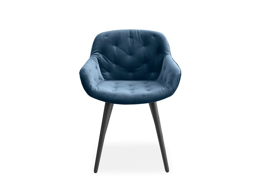 Krzesło z podłokietnikami Calligaris Igloo, kolor niebieski, materiał tkanina, drewno