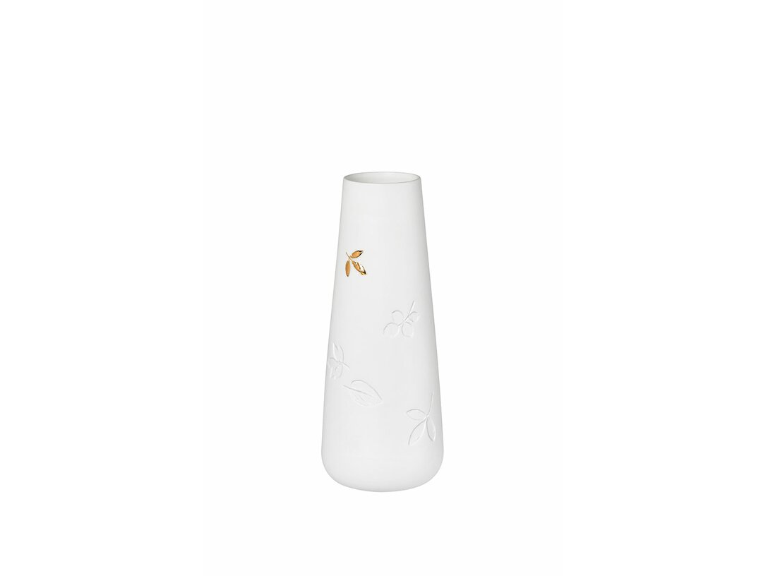 Wazon Złoty listek Räder 21 cm, kolor biały, materiał porcelana