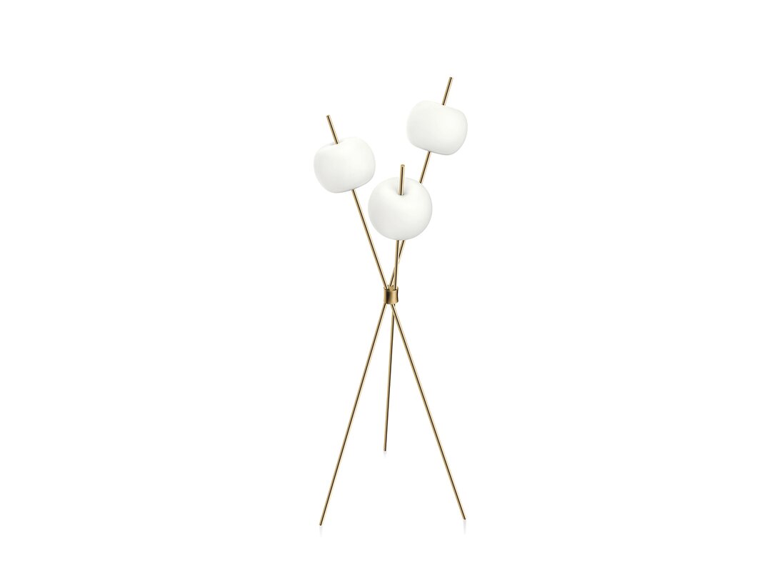 Lampa podłogowa Kundalini Kushi LED 3x4,6W, 2700K-1900lm, kolor biały, materiał szkło