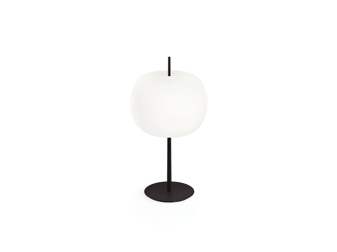 Lampa stołowa Kundalini Kushi 33 E27, brak żarówek w komplecie, proponowane 1x57W lub LED 1x15W, kolor biały, materiał szkło