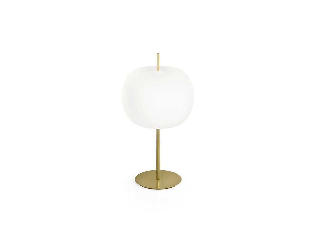 Lampa stołowa Kundalini Kushi 33 E27, brak żarówek w komplecie, proponowane 1x57W lub LED 1x15W, kolor biały, materiał szkło