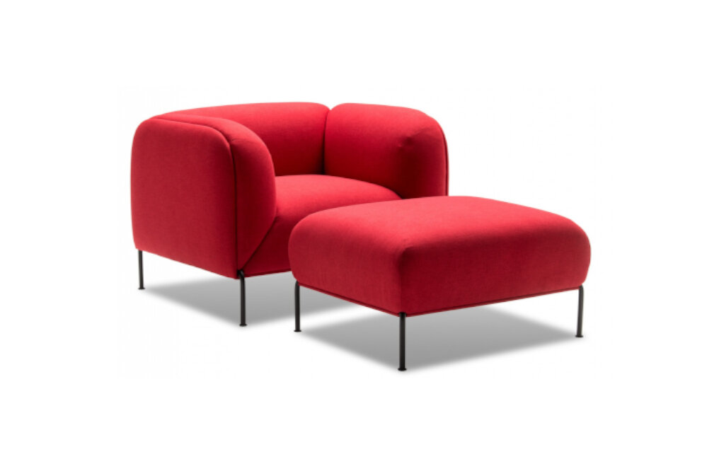 Fotel z podnóżkiem Daze czerwony tapicerowany
