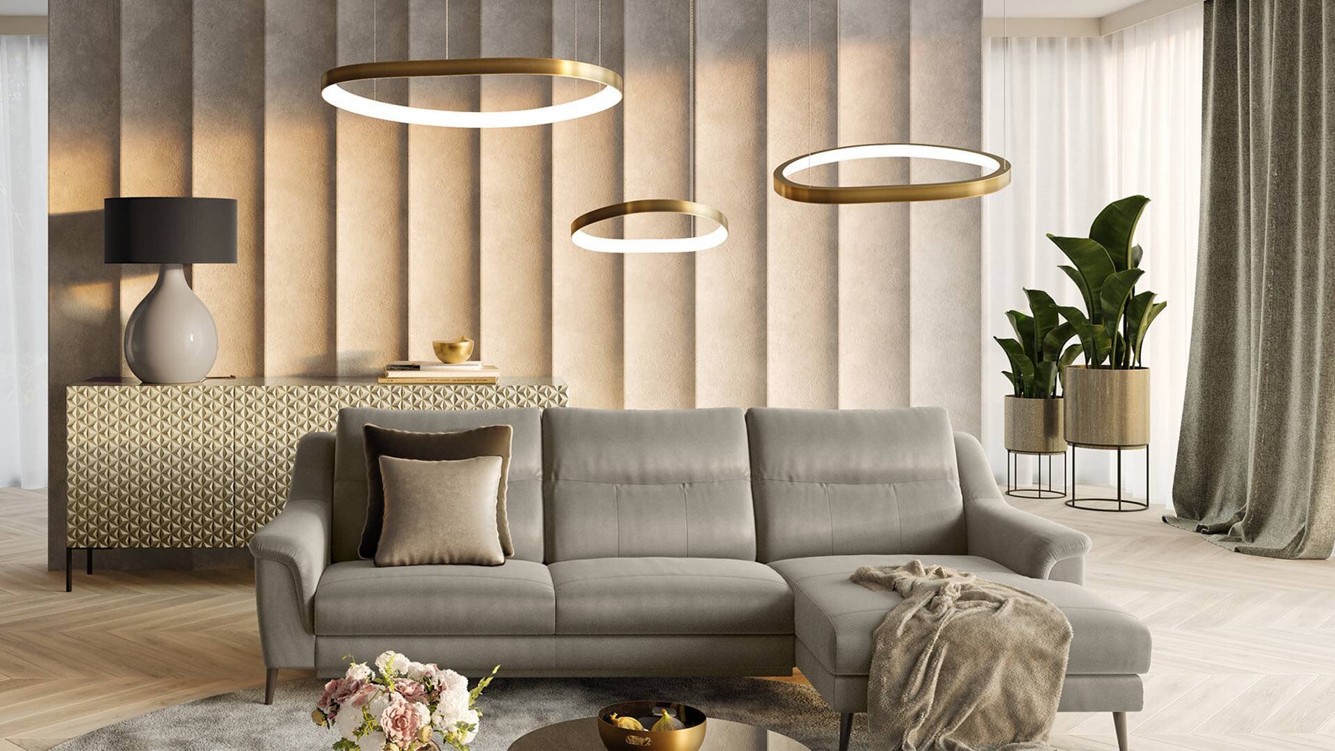 Lampa wisząca Ideal-Lux Gemini złota - aranżacja