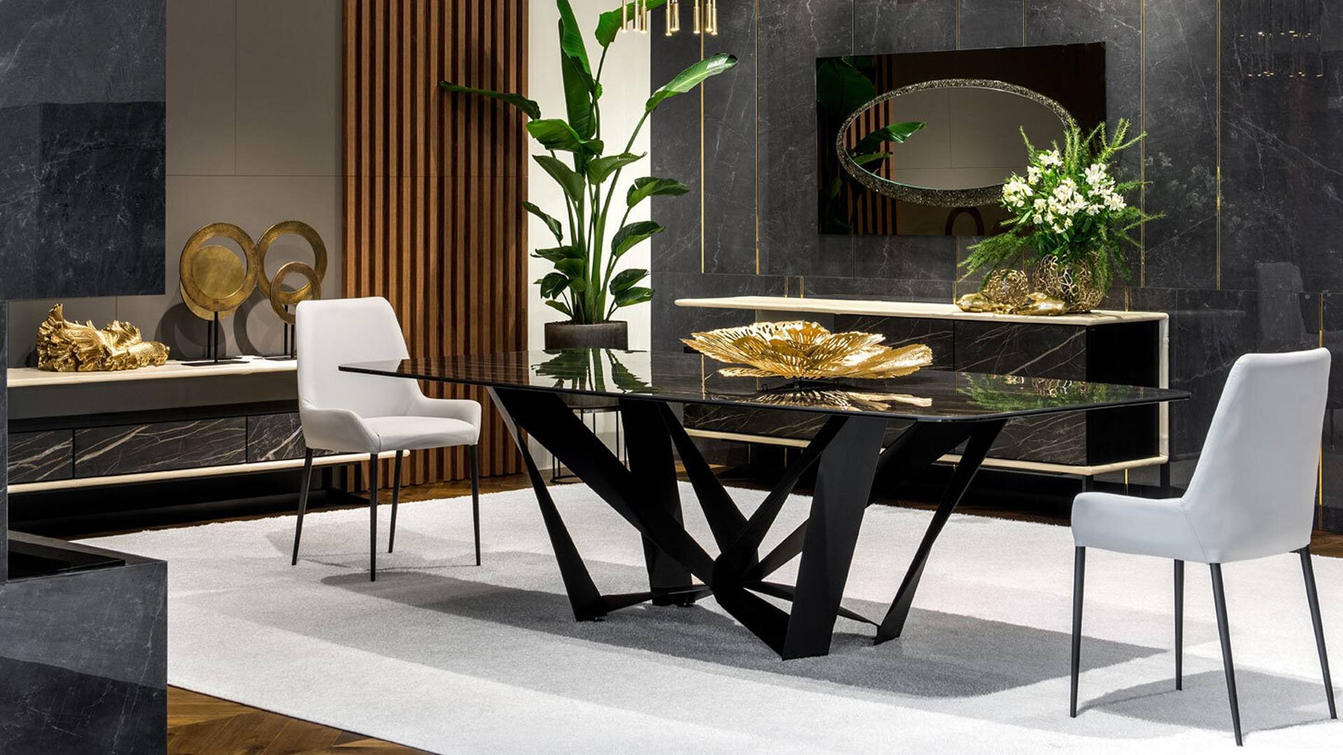 Stół Livori Home Dieci z blatem ceramicznym brązowy- aranżacja