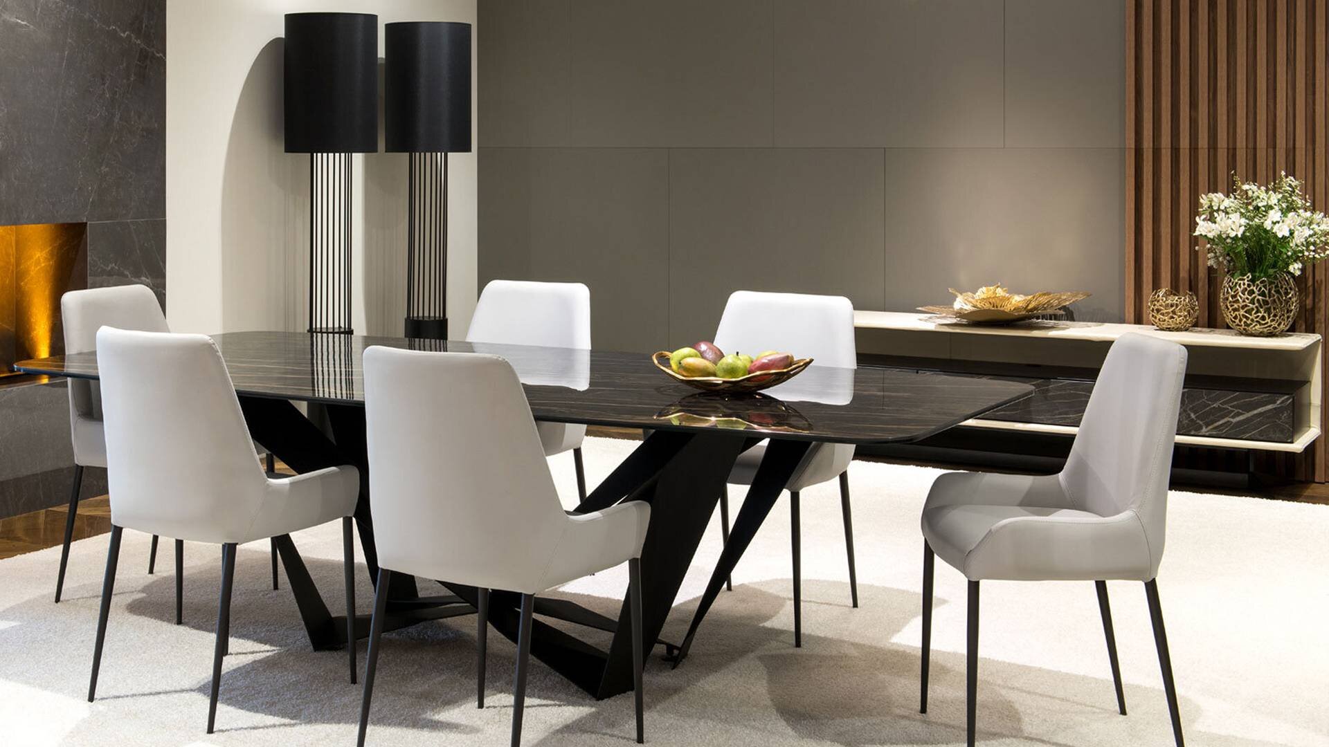 Stół Livori Home Dieci z blatem ceramicznym brązowy- aranżacja