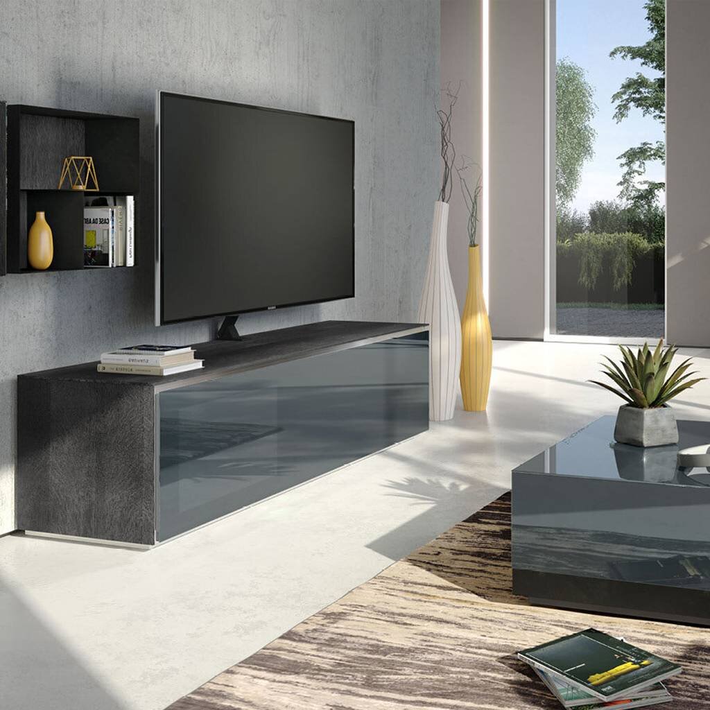 TV skříňka Munari Moma v černé barvě - aranžmá
