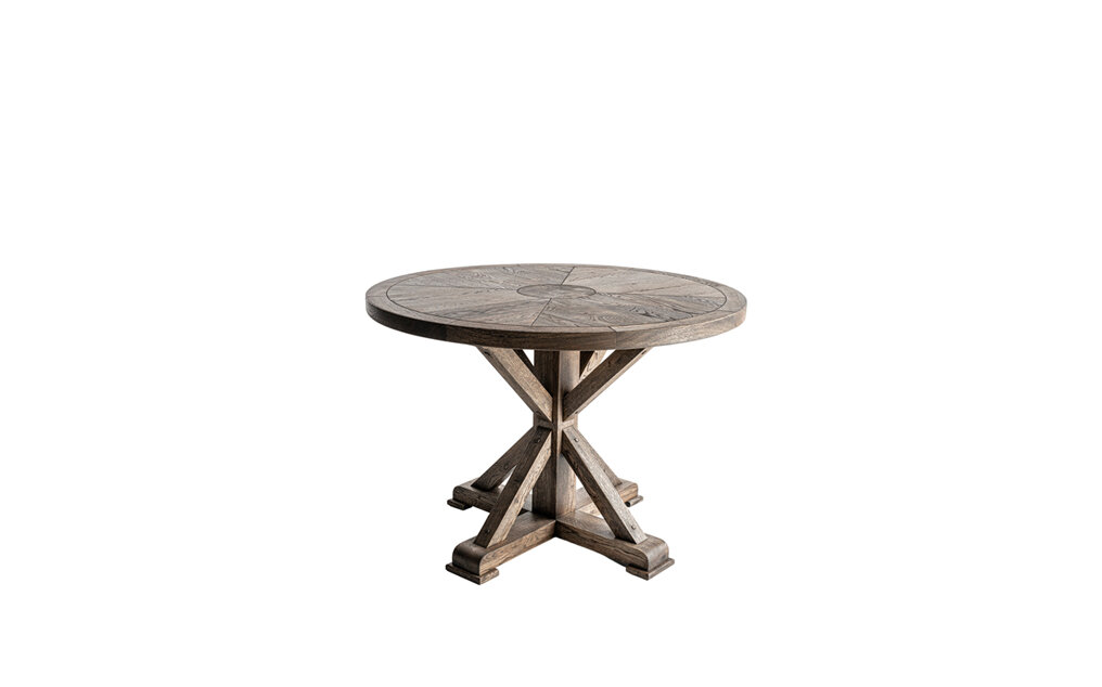 Stół okrągły Jafra Nin-Bit brązowy drewniany