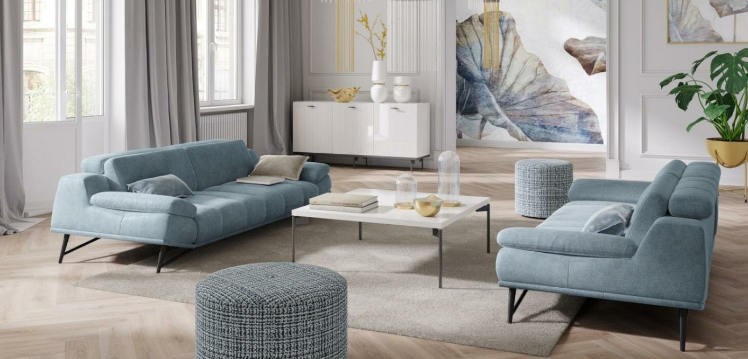 Kanapy Kler Scarletta W196 niebieskie z tkaniny