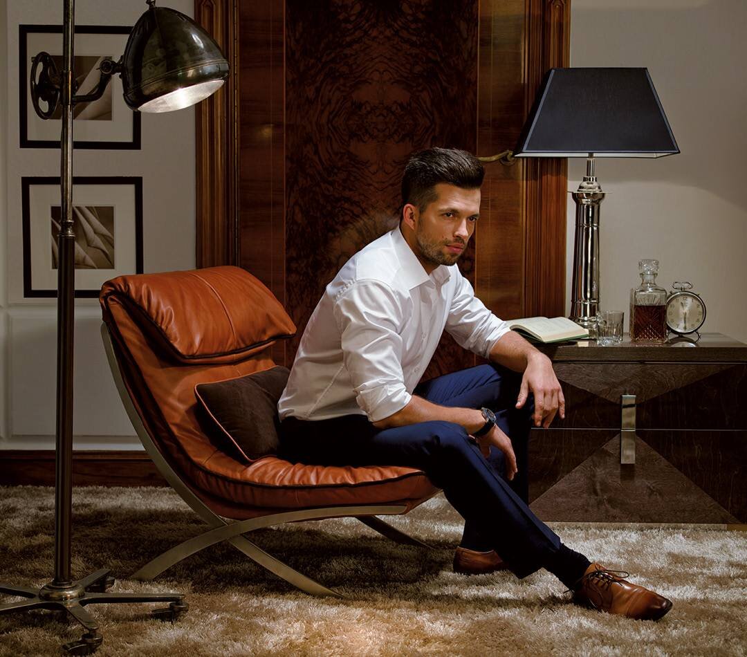 Fotel Kler Habanera W136 obity skórą w kolorze brązowym - aranżacja Fotel Kler Habanera W136 obity skórą w kolorze brązowym - aranżacja