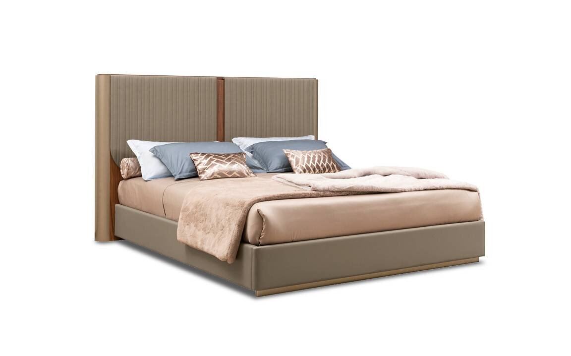 Łóżko do sypialni Alf Italia Hera beżowe ekoskóra - aranżacja