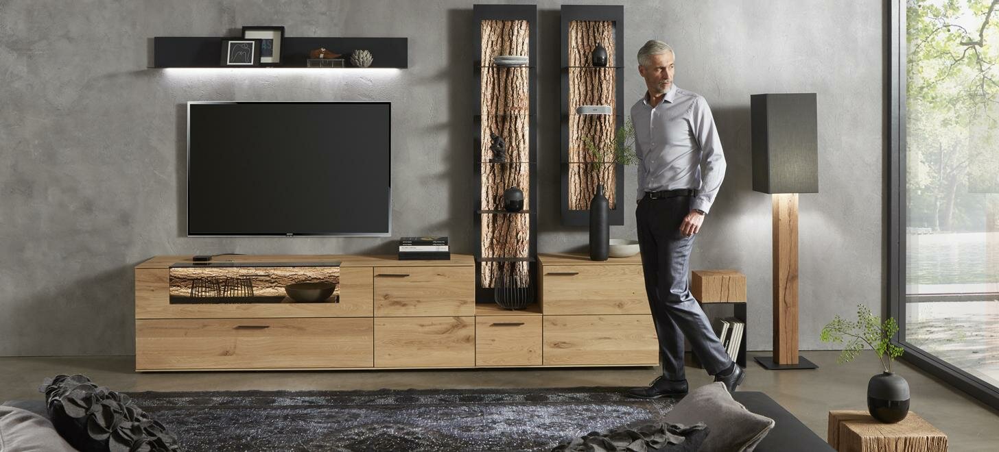 Komoda RTV Hartmann Runa drewniana dębowa aranżacja
