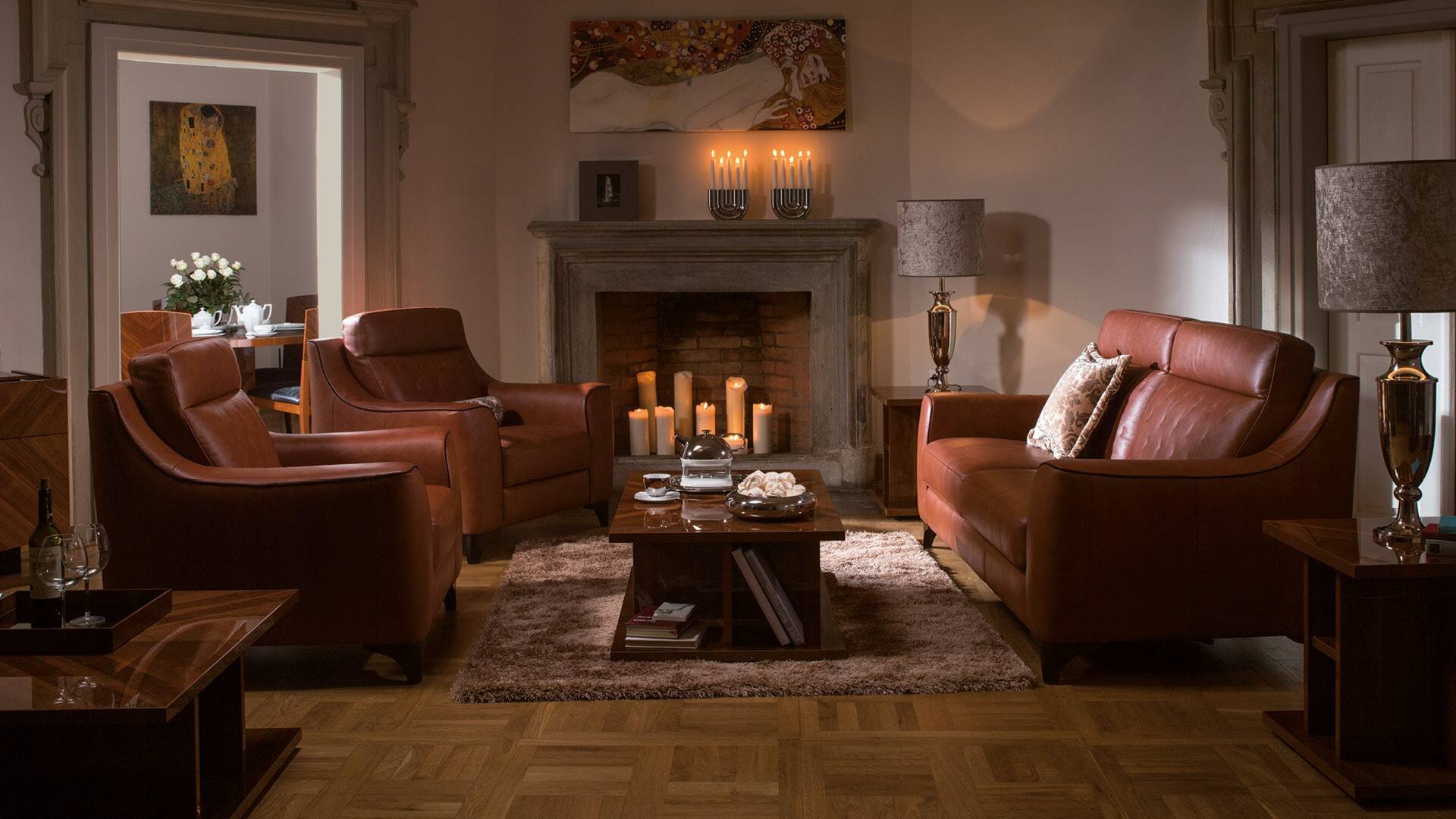 Fotel Kler Toccata W144 w brązowej skórze - aranżacja