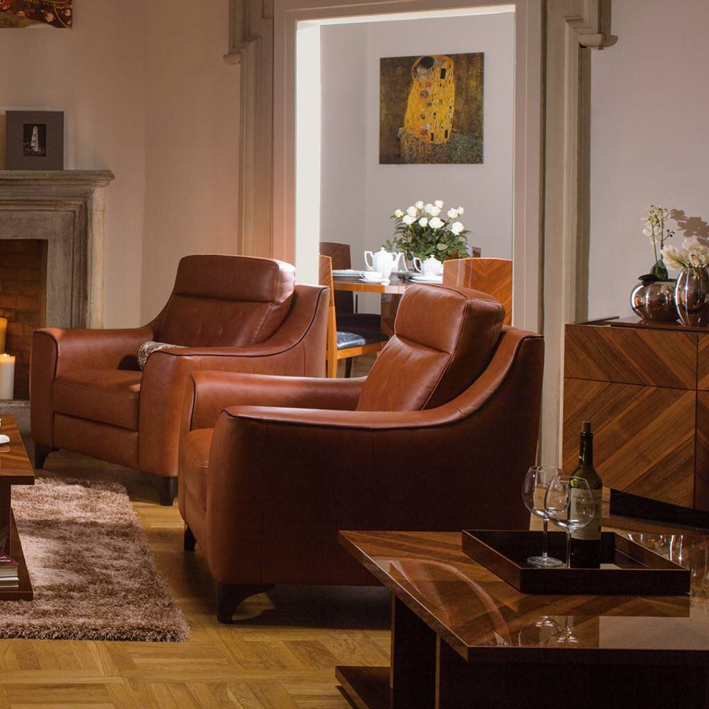 Zestaw foteli Kler Toccata W144 w brązowej skórze - aranżacja