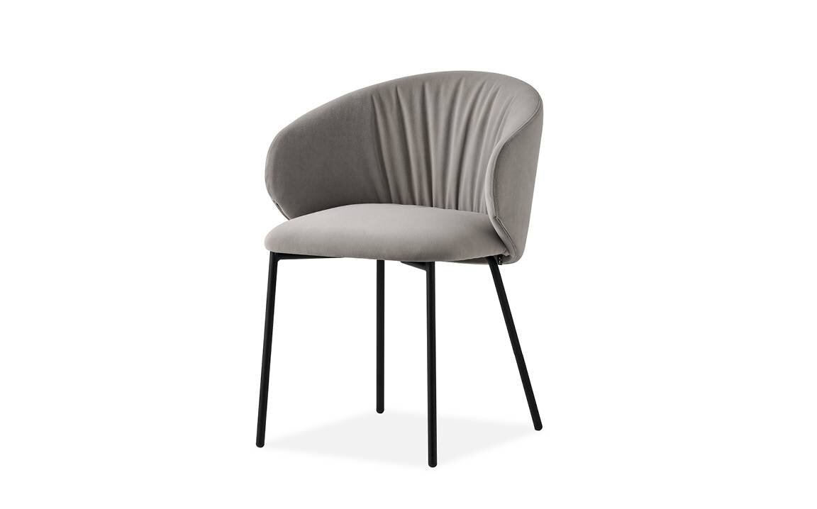 Krzesło z podłokietnikami Connubia Tuka Soft szare (piaskowy) z tkaniny z metalowymi nogami